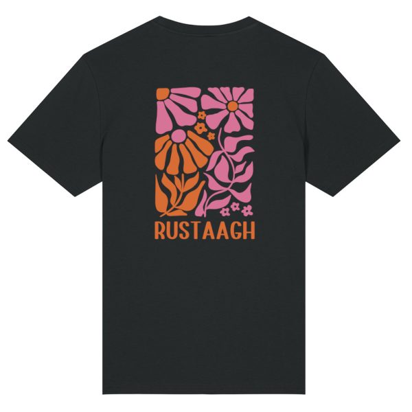 Flower orange T-shirt zwart