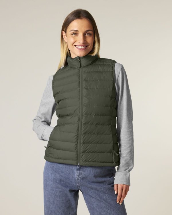 Puffer bodywarmer dames kaki - Afbeelding 2