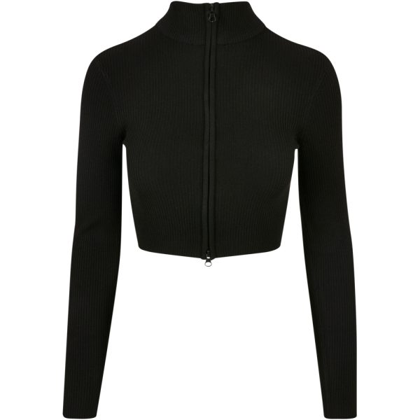 Cropped rib zip vest dames