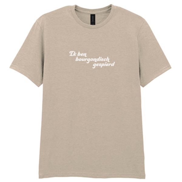 Bourgondisch gespierd T-shirt heren beige