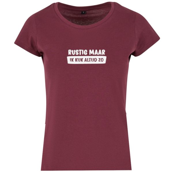 Rustig maar classic dames t-shirt bordeaux