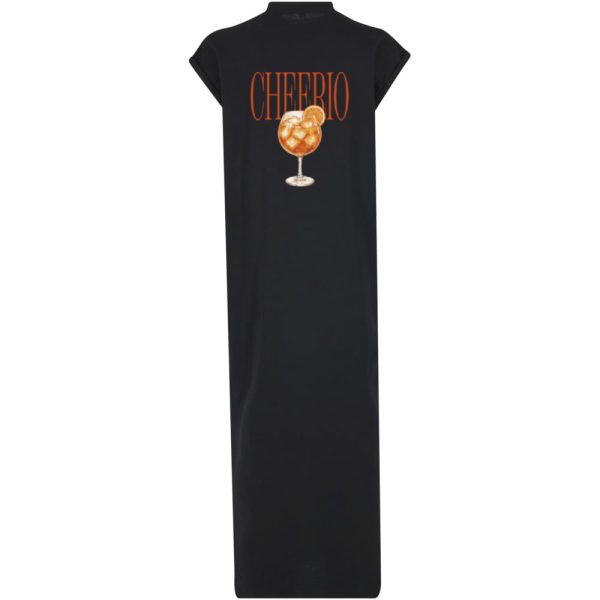 Cheerio long split dress zwart