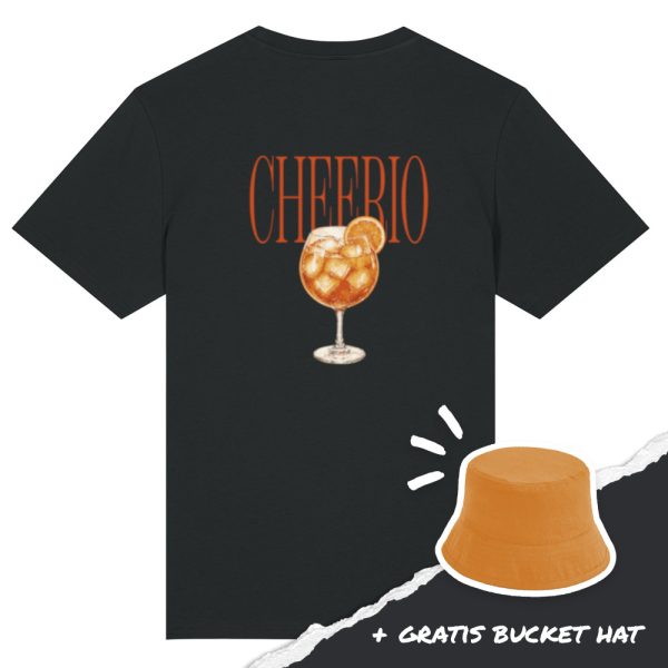 Cheerio T-shirt zwart + bucket hat