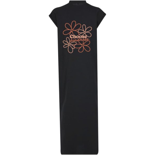Choose kindness long split dress zwart