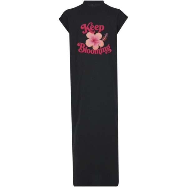 Keep blooming long split dress zwart