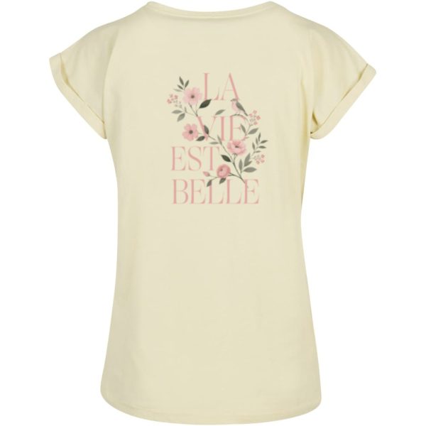 La vie est belle T-shirt dames geel