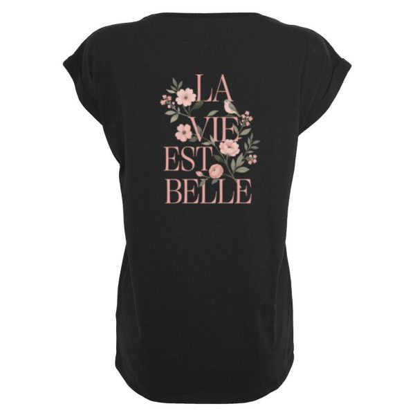 La vie est belle T-shirt dames zwart