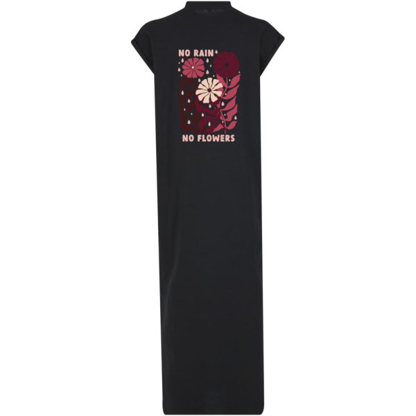 No rain long split dress zwart