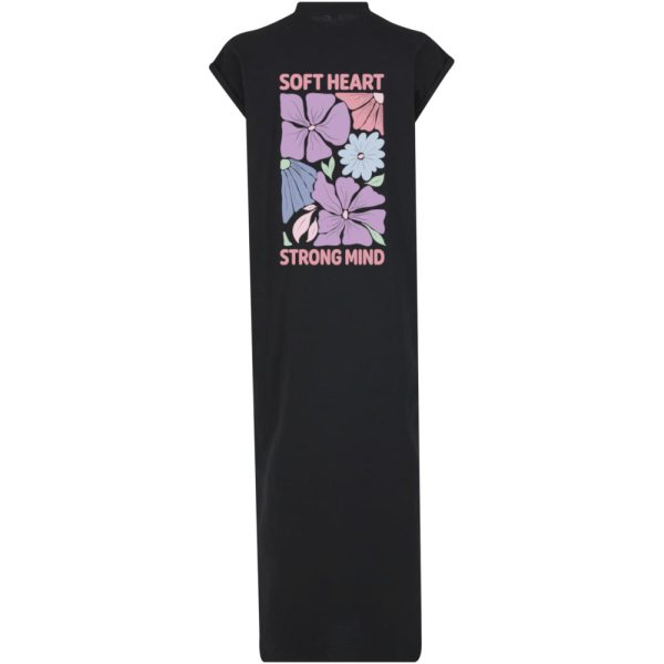 Soft heart pastel long split dress zwart