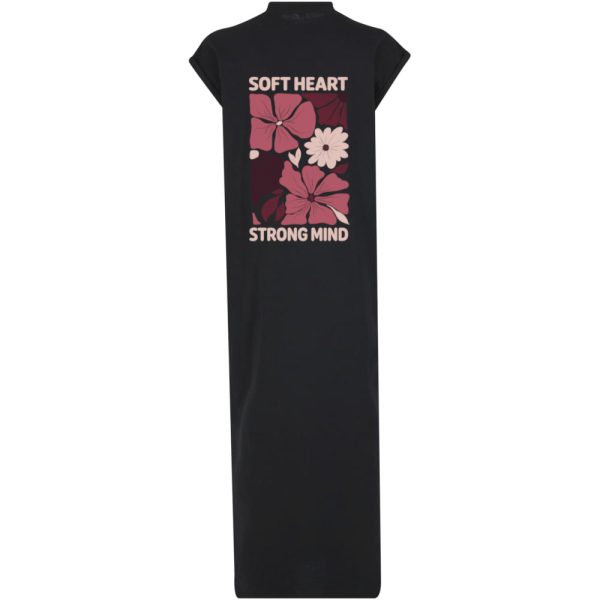 Soft heart long split dress zwart