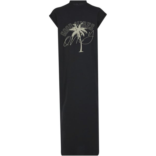 Good vibes only long split dress zwart