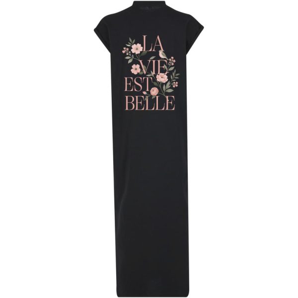 La vie est belle long split dress zwart