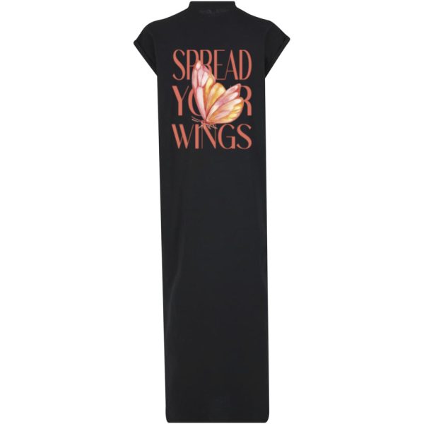 Spread your wings long split dress zwart