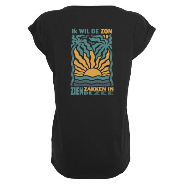 Zon zien zakken zee T-shirt dames zwart