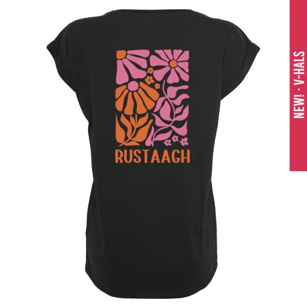 Flower orange V-hals T-shirt dames