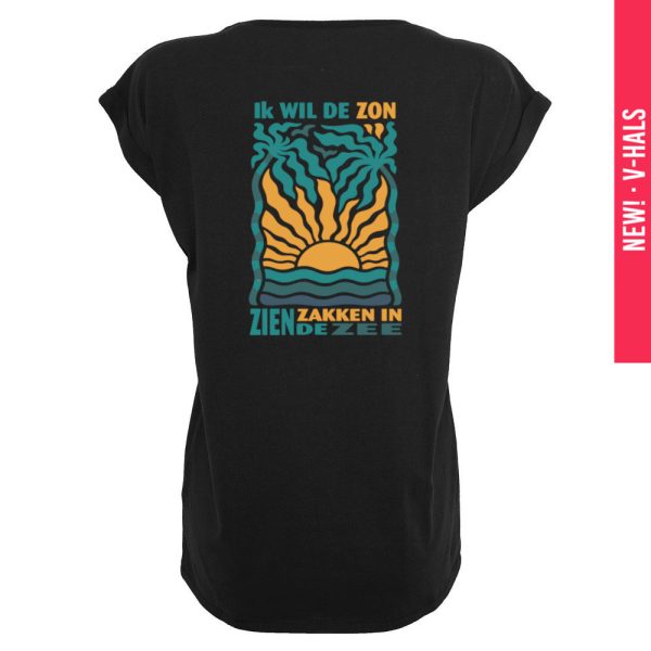Zon zakken zee V-hals T-shirt dames